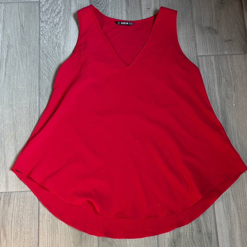 SHEIN Bold Red V-Neck Tank Top
